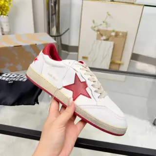 Golden Goose White Red Leather Star Appliqué Lifestyle Sneakers