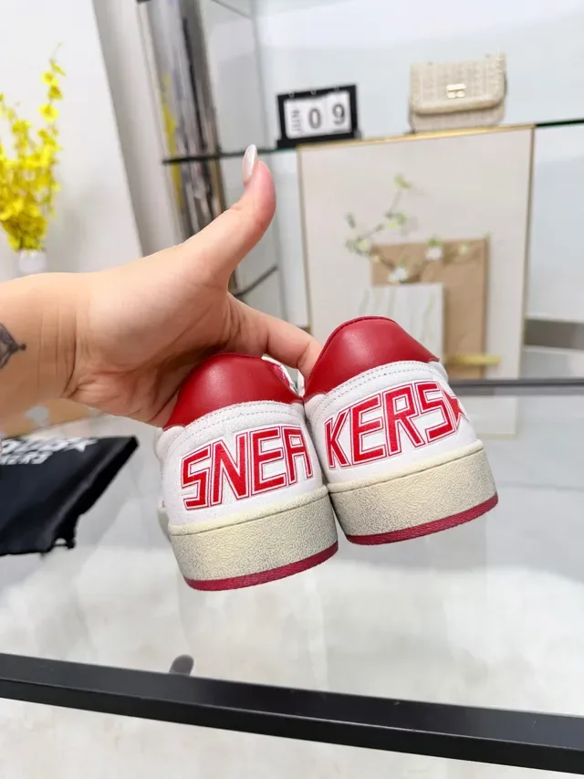 Golden Goose White Red Leather Star Appliqué Lifestyle Sneakers 4