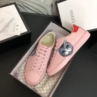 Gucci Ace Cat Pink Leather Lifestyle Sneakers