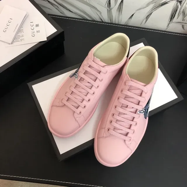 Gucci Ace Cat Pink Leather Lifestyle Sneakers 4