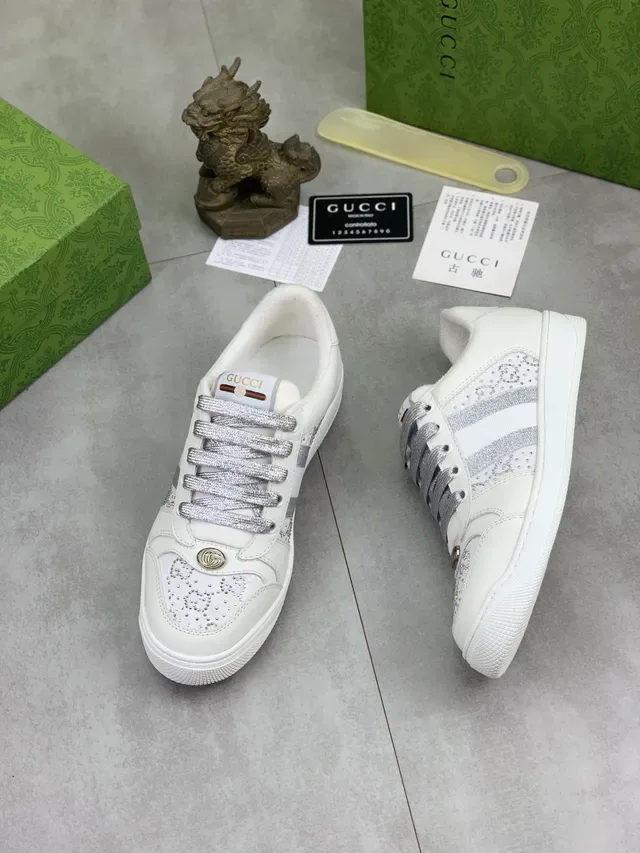 Gucci Ace Crystal-Embellished Striped-Panel Lifestyle Sneakers 5