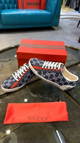 Gucci Ace GG Monogram Black Red Web Stripe Lifestyle Sneakers 7