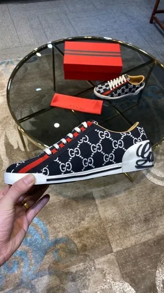 Gucci Ace GG Monogram Black Red Web Stripe Lifestyle Sneakers 8