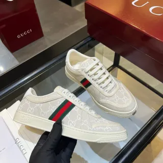 Gucci Ace GG Monogram Cream Web Stripe Lifestyle Sneakers