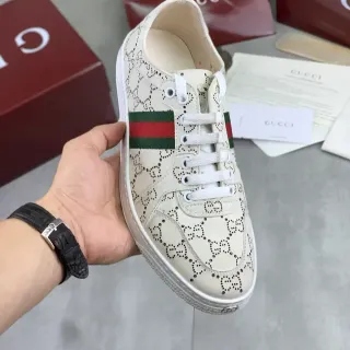 Gucci Ace Perforated Monogram Web Stripe Lifestyle Sneakers