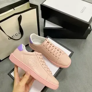 Gucci Ace Pink and Purple Perforated Logo Lifestyle Sneakers