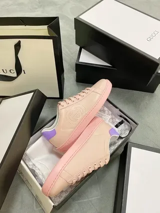 Gucci Ace Pink and Purple Perforated Logo Lifestyle Sneakers 3