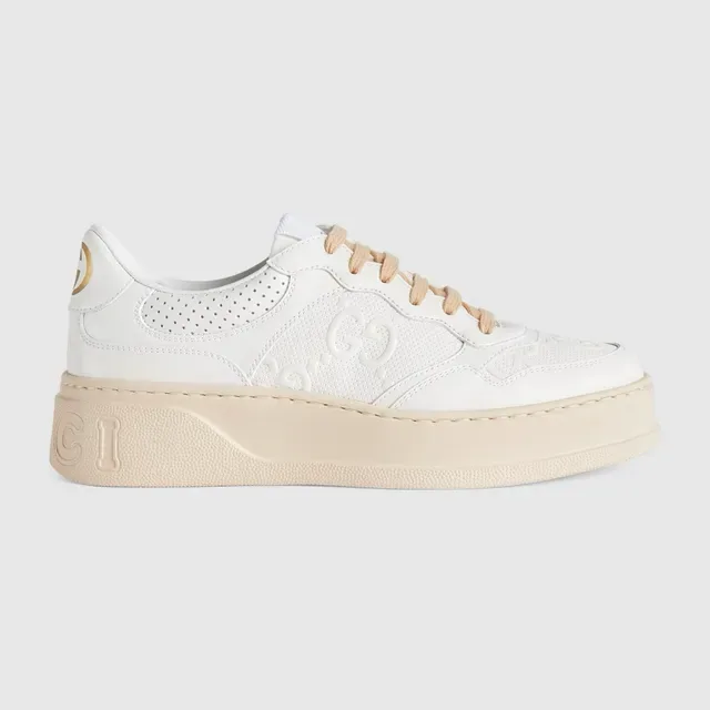 Gucci Ace Platform White and Beige Lifestyle Sneakers 2