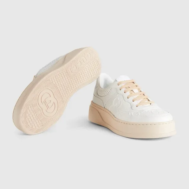 Gucci Ace Platform White and Beige Lifestyle Sneakers 3