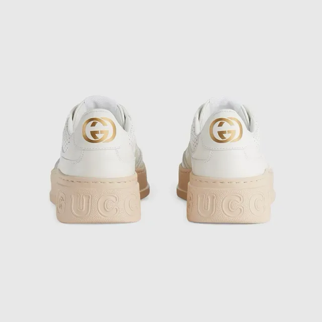 Gucci Ace Platform White and Beige Lifestyle Sneakers 4