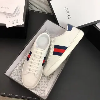 Gucci Ace White Navy Red Web Stripe Lifestyle Sneakers