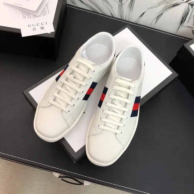 Gucci Ace White Navy Red Web Stripe Lifestyle Sneakers 2
