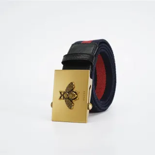 Gucci Bee Motif Navy and Red Canvas Belt