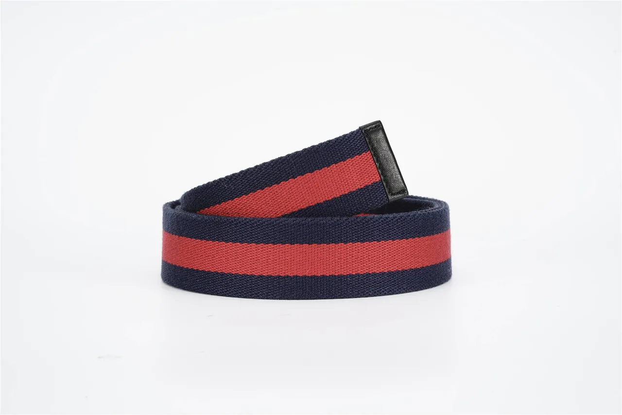 Gucci Bee Motif Navy and Red Canvas Belt 3