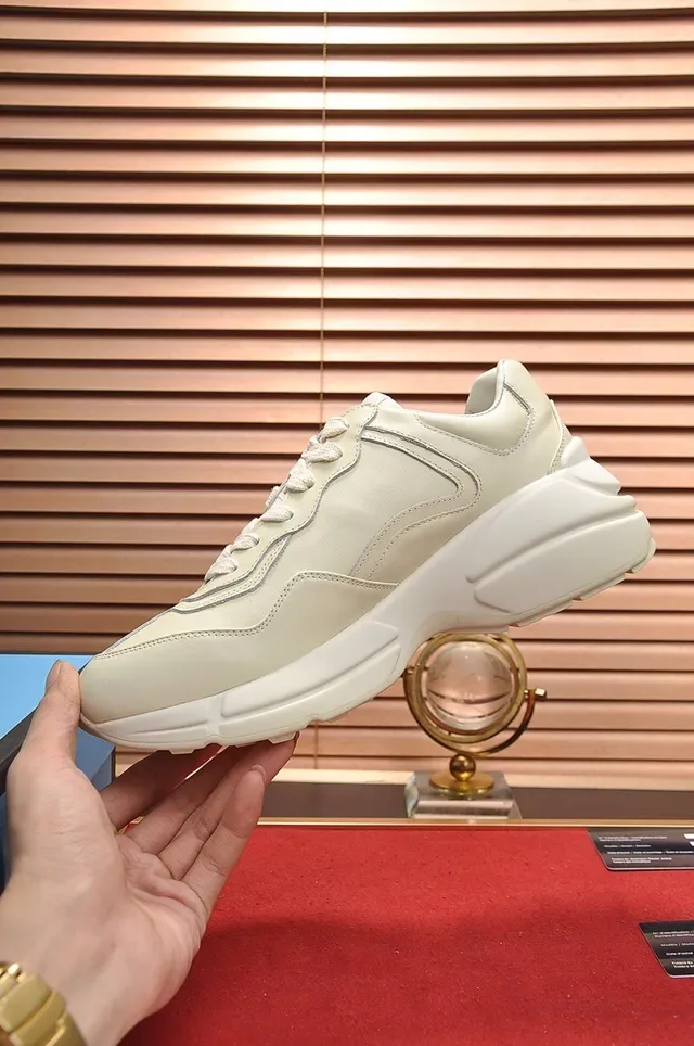 Gucci Beige Blue Sole Leather Upper Chunky Sneakers 6
