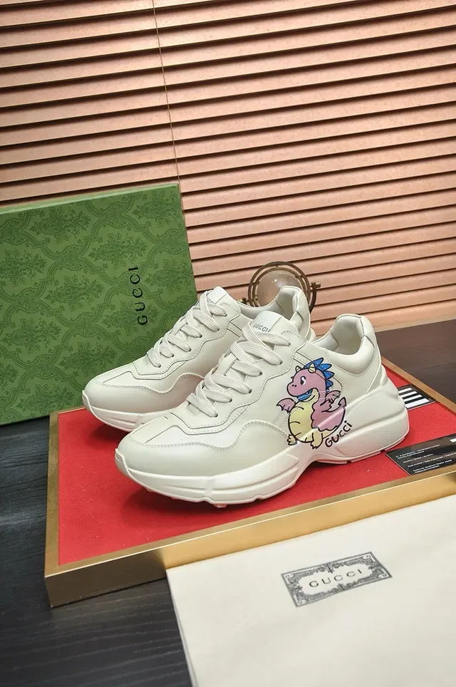 Gucci Beige Multicolor Chunky Sole Leather Upper Lifestyle Sneakers 1