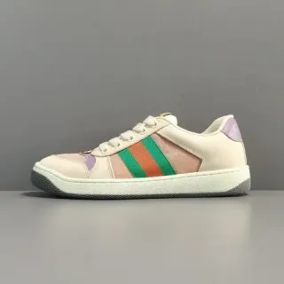 Gucci Beige Multicolor Low-Top Leather-Mesh Panelled Lifestyle Sneakers