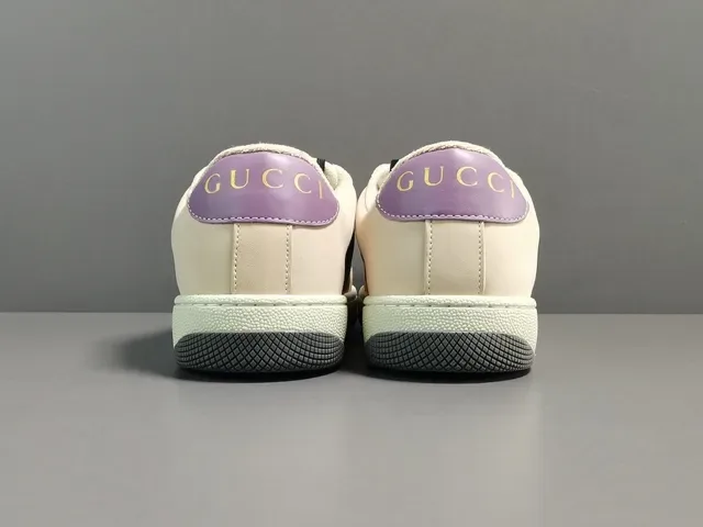 Gucci Sneakers Lifestyle Beige Multicolore Low-Top Cuir et Maille Panelées 12