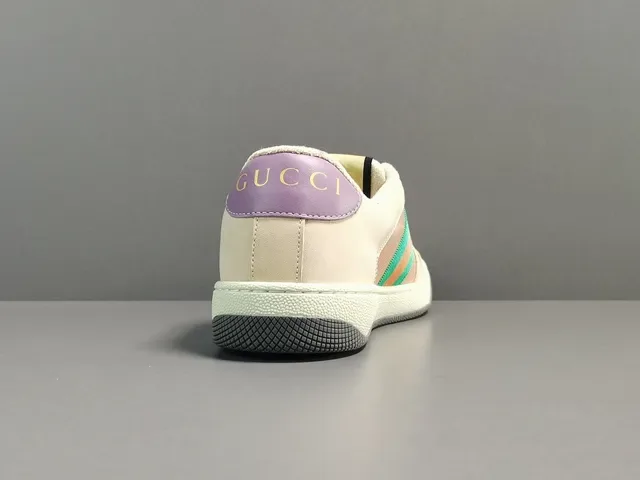 Gucci Sneakers Lifestyle Beige Multicolore Low-Top Cuir et Maille Panelées 14