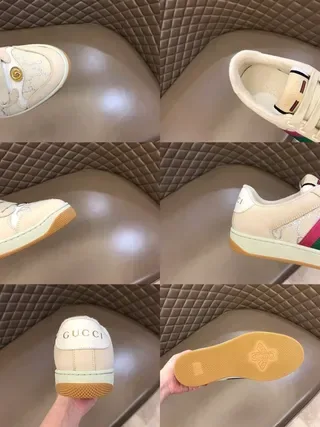 Gucci Beige Pink Low-Top Monogram Leather Lifestyle Sneakers 3