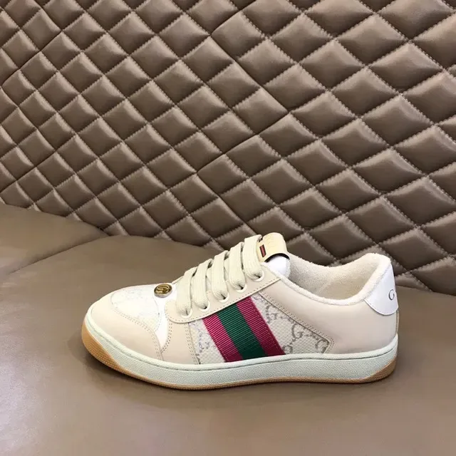 Gucci Beige Pink Low-Top Monogram Leather Lifestyle Sneakers 5