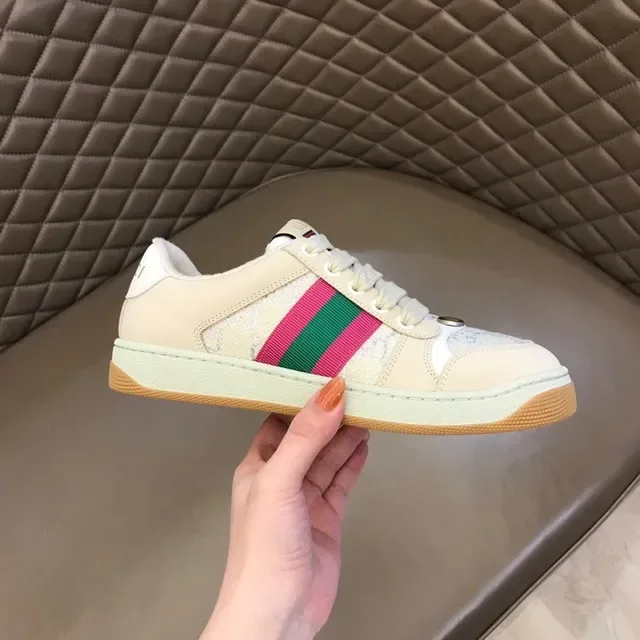 Gucci Beige Pink Low-Top Monogram Leather Lifestyle Sneakers 6