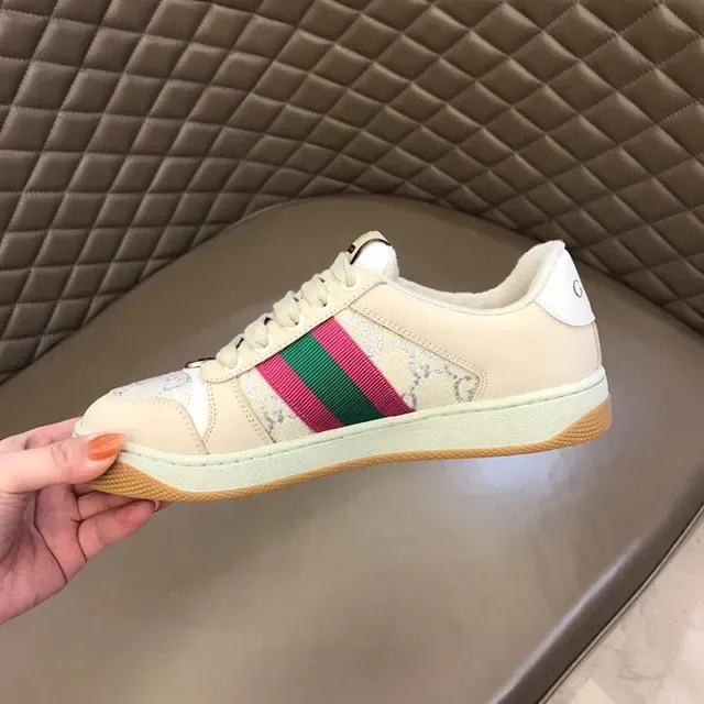 Gucci Beige Pink Low-Top Monogram Leather Lifestyle Sneakers 7