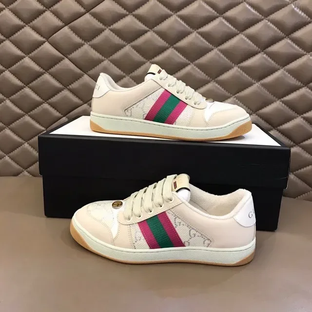 Gucci Beige Pink Low-Top Monogram Leather Lifestyle Sneakers 8