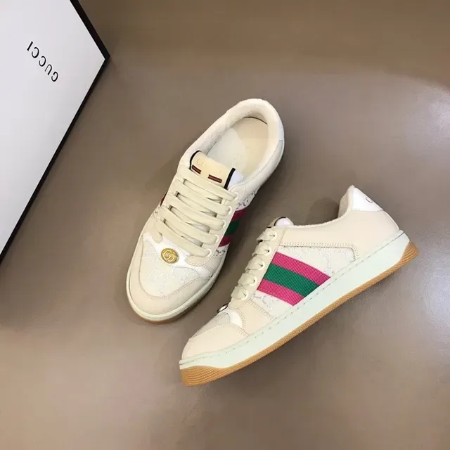 Gucci Beige Pink Low-Top Monogram Leather Lifestyle Sneakers 9