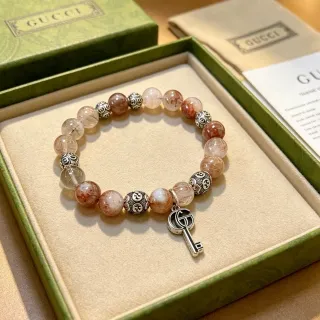 Gucci Beige Silver Beaded Stretch Bracelet