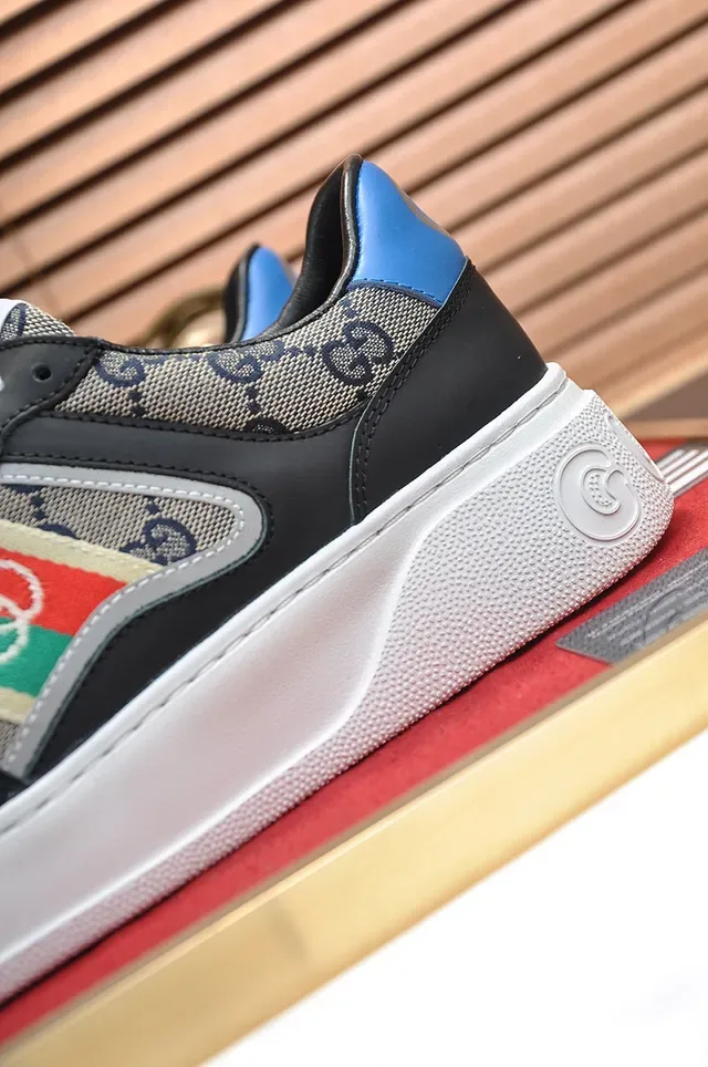 Gucci Black Beige Platform Sole GG Monogram Canvas Lifestyle Sneakers 2
