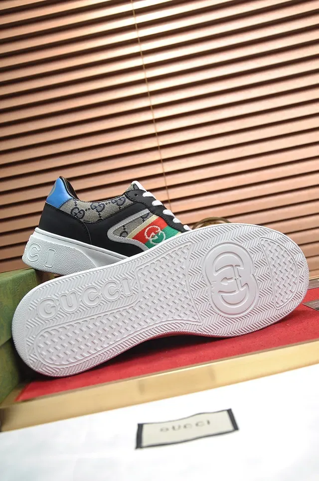 Gucci Black Beige Platform Sole GG Monogram Canvas Lifestyle Sneakers 4