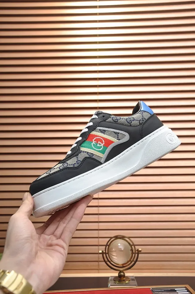 Gucci Black Beige Platform Sole GG Monogram Canvas Lifestyle Sneakers 6