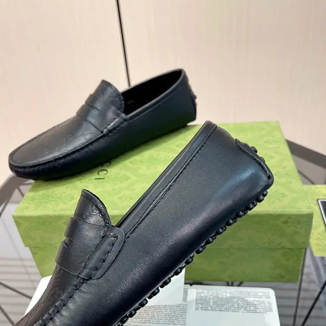 Gucci Black Embossed GG Monogram Penny Strap Loafer 5