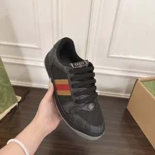 Gucci Black Multicolor Monogram Canvas Web Stripe Detail Lifestyle Sneakers