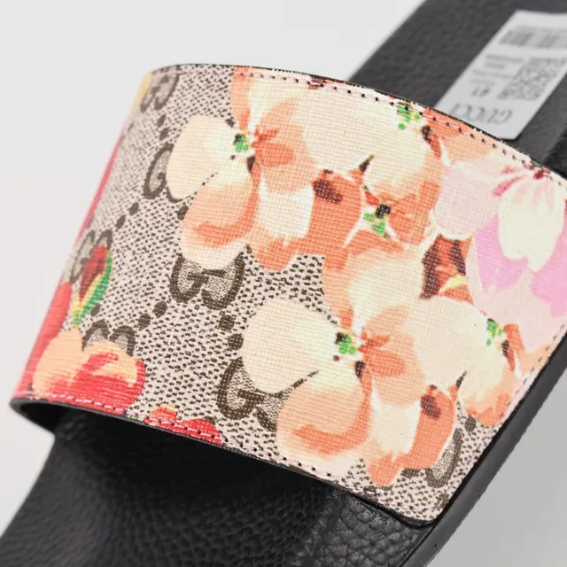 Gucci কালো মাল্টিকালার ওয়াইড সিঙ্গেল স্ট্র্যাপ ফ্লোরাল GG মোনোগ্রাম প্রিন্ট স্লিপার্স 6