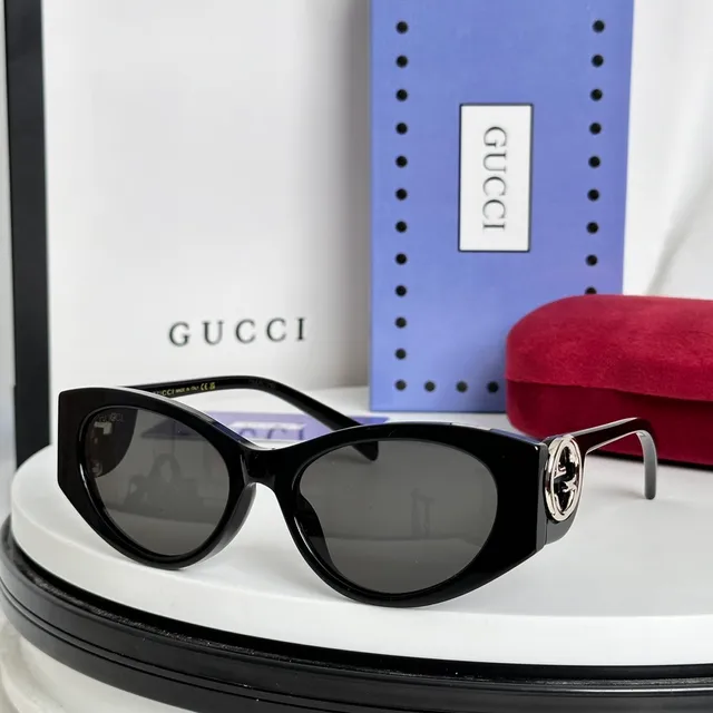 Gucci Black Silver Square-Frame Acetate Sunglasses 5