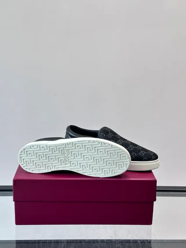 Gucci Noir Blanc GG Monogram Toile Cuir Contrefort Talon Lifestyle Sneakers 2
