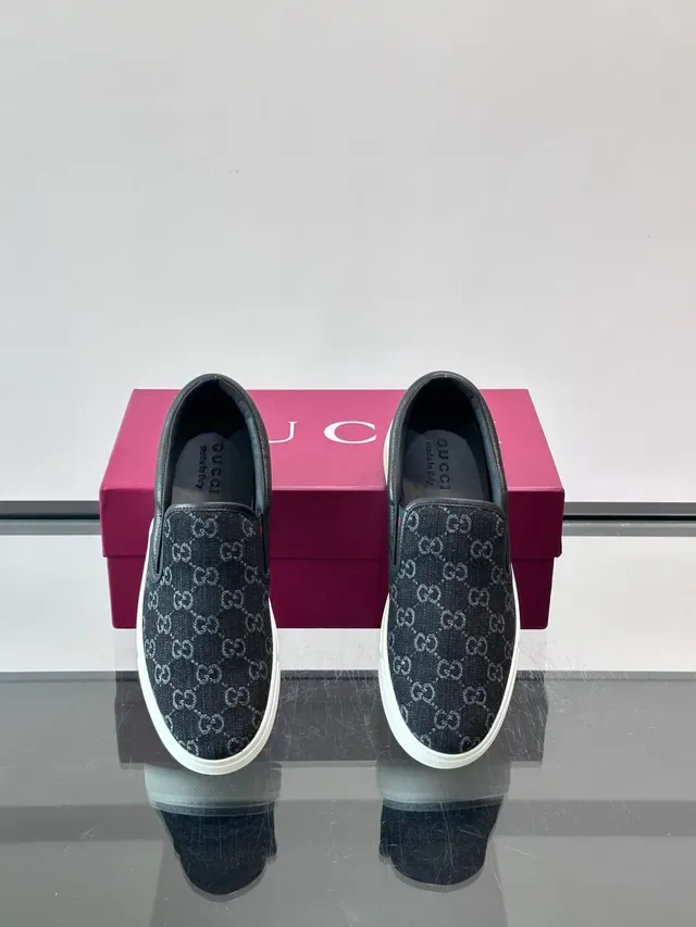 Gucci Noir Blanc GG Monogram Toile Cuir Contrefort Talon Lifestyle Sneakers 4