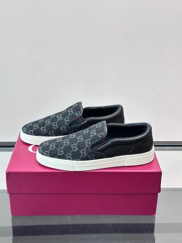Gucci Noir Blanc GG Monogram Toile Cuir Contrefort Talon Lifestyle Sneakers 5