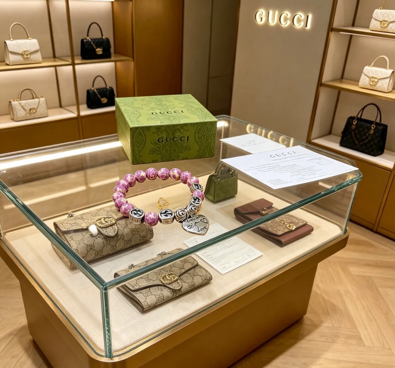 Gucci Blind for Love Purple Marbled Bead and Silver Charm Bracelet 9
