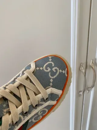 Gucci Blue Green High-Top GG Monogram Canvas Lifestyle Sneakers 6