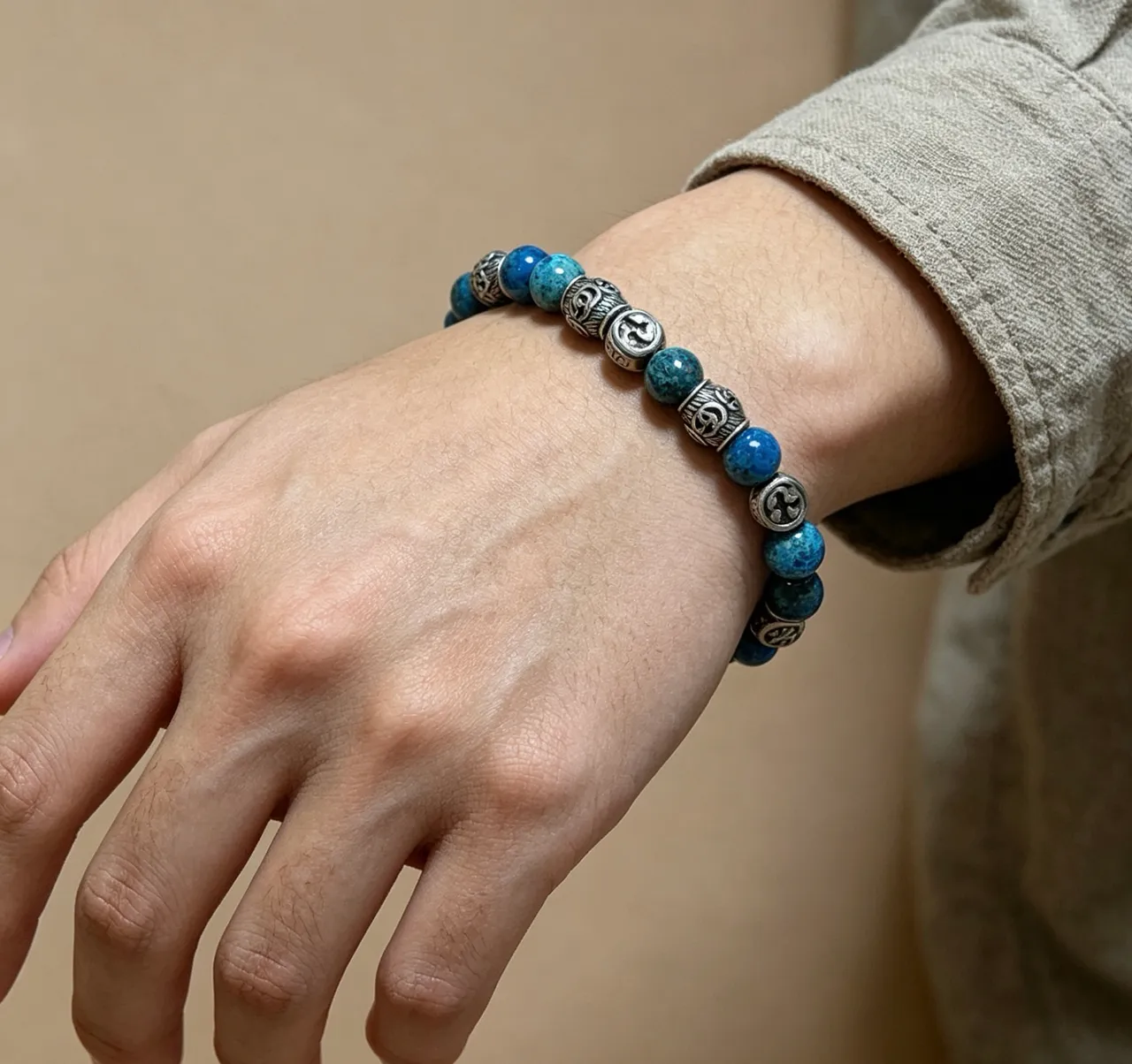Gucci Pulseira azul e prata com miçangas e acentos metálicos 2