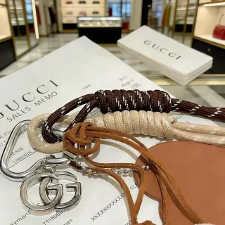 Gucci Brown Beige Interlocking GG Logo Braided Rope Jewelry