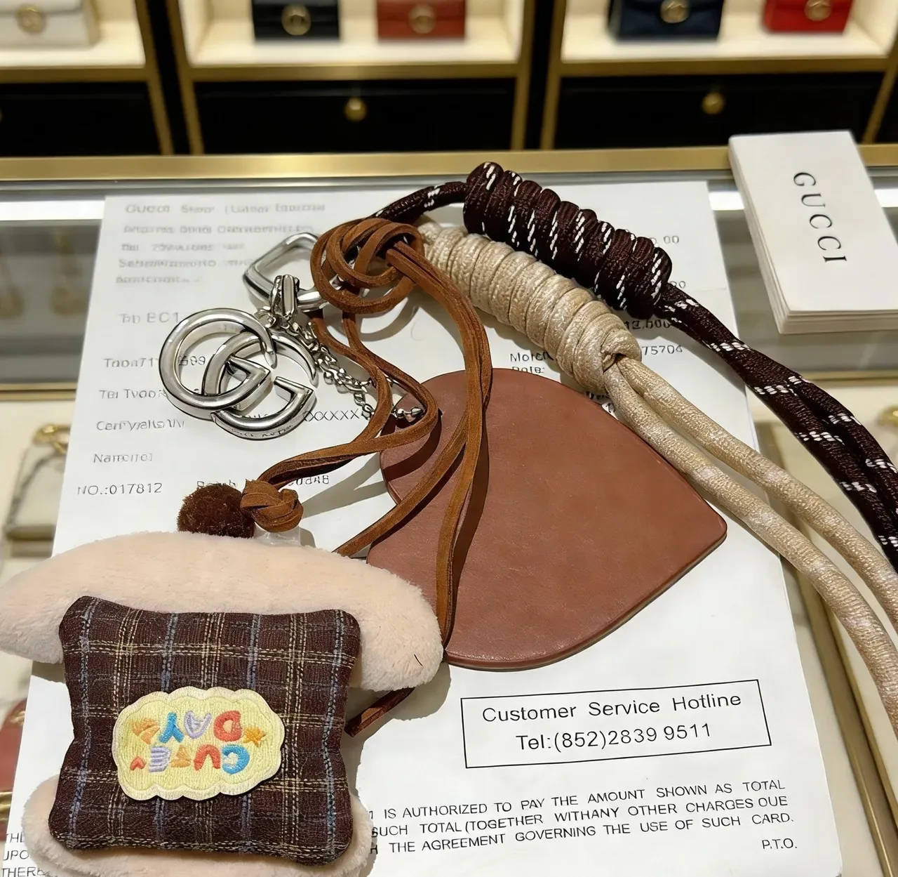 Gucci Brown Beige Interlocking GG Logo Braided Rope Jewelry 2