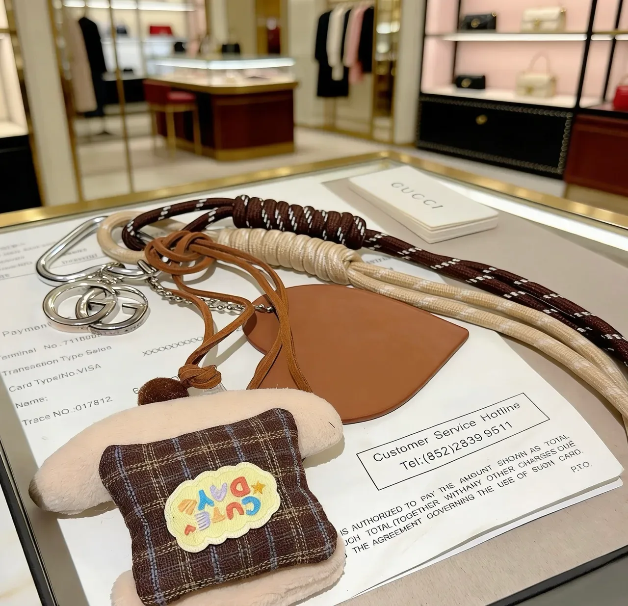 Gucci Brown Beige Interlocking GG Logo Braided Rope Jewelry 3