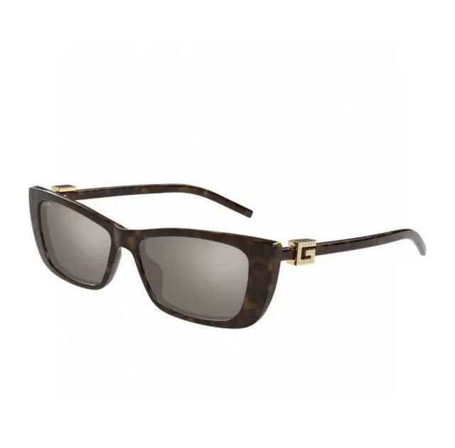 Gucci Lunettes de Soleil Marron Noir Carré Oeil de Chat Acétate de Tortue 3