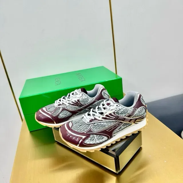 Gucci Burgundy Gray Layered Synthetic Cage Overlays Textured Mesh Panels Lifestyle Sneakers 5