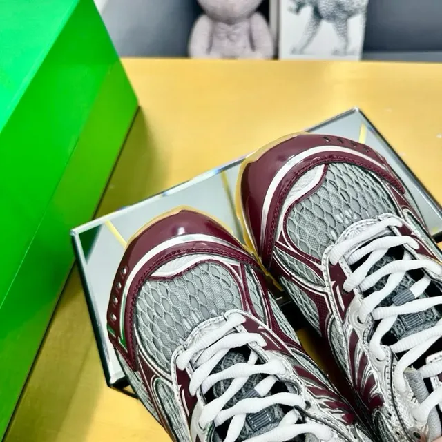 Gucci Burgundy Gray Layered Synthetic Cage Overlays Textured Mesh Panels Lifestyle Sneakers 7