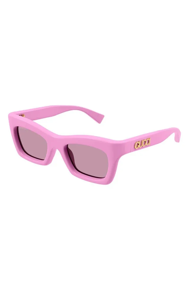 Gucci Cat-Eye Burgundy Gold Rectangular Thick Acetate Frame Sunglasses 6